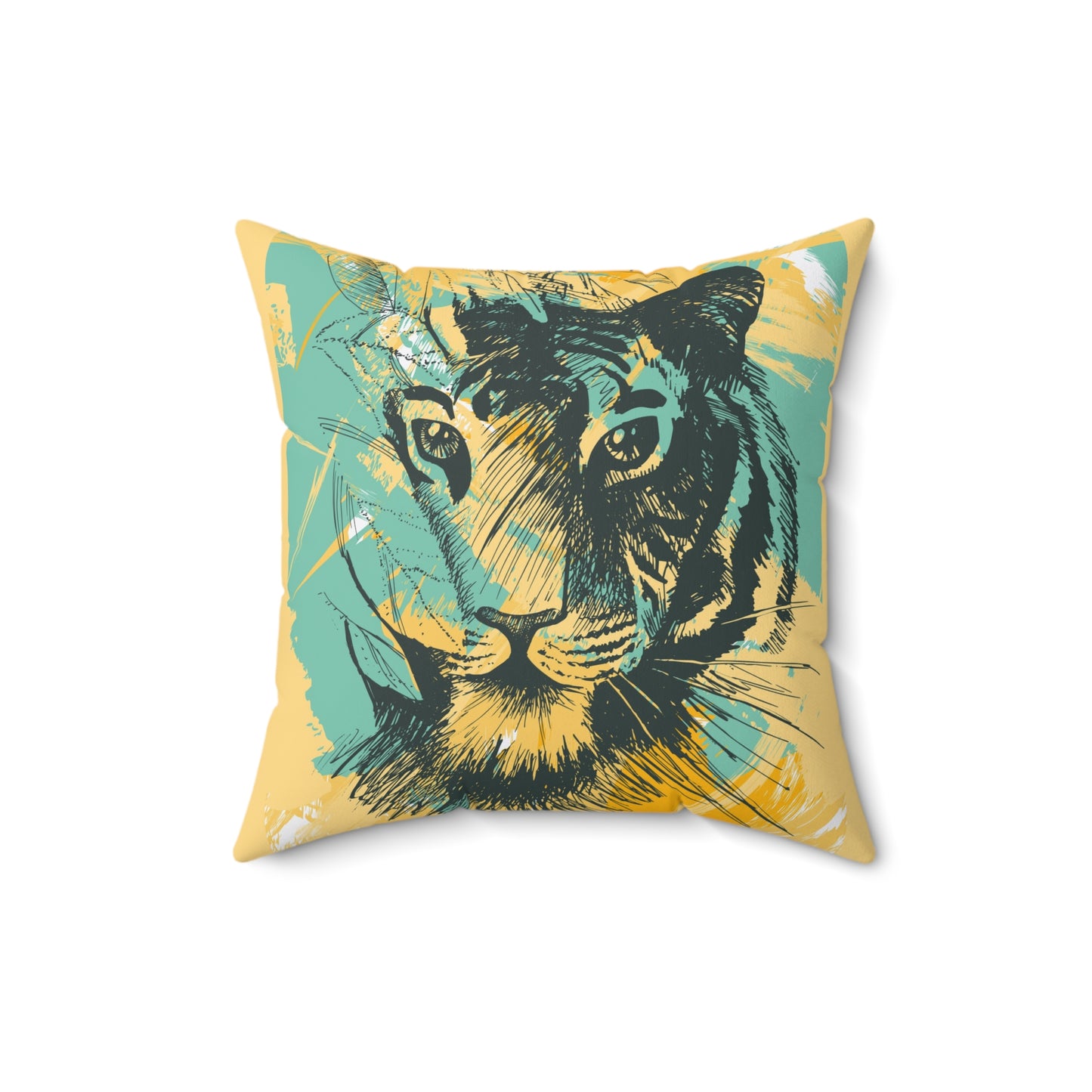 Tiger Abstract Floral Fusion Spun Polyester Square Pillow