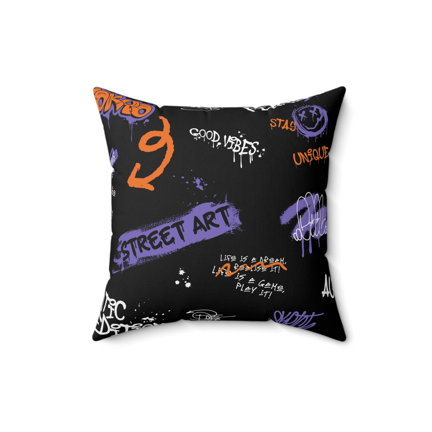 Street Art Urban Graffiti Spun Polyester Square Pillow