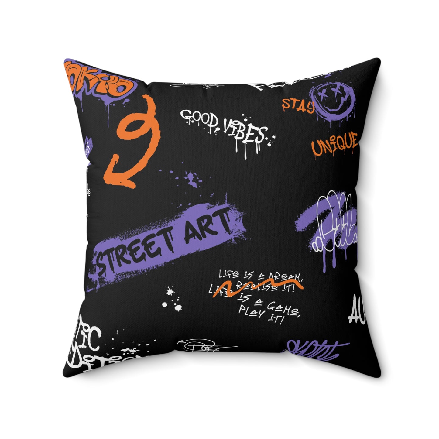 Street Art Urban Graffiti Spun Polyester Square Pillow