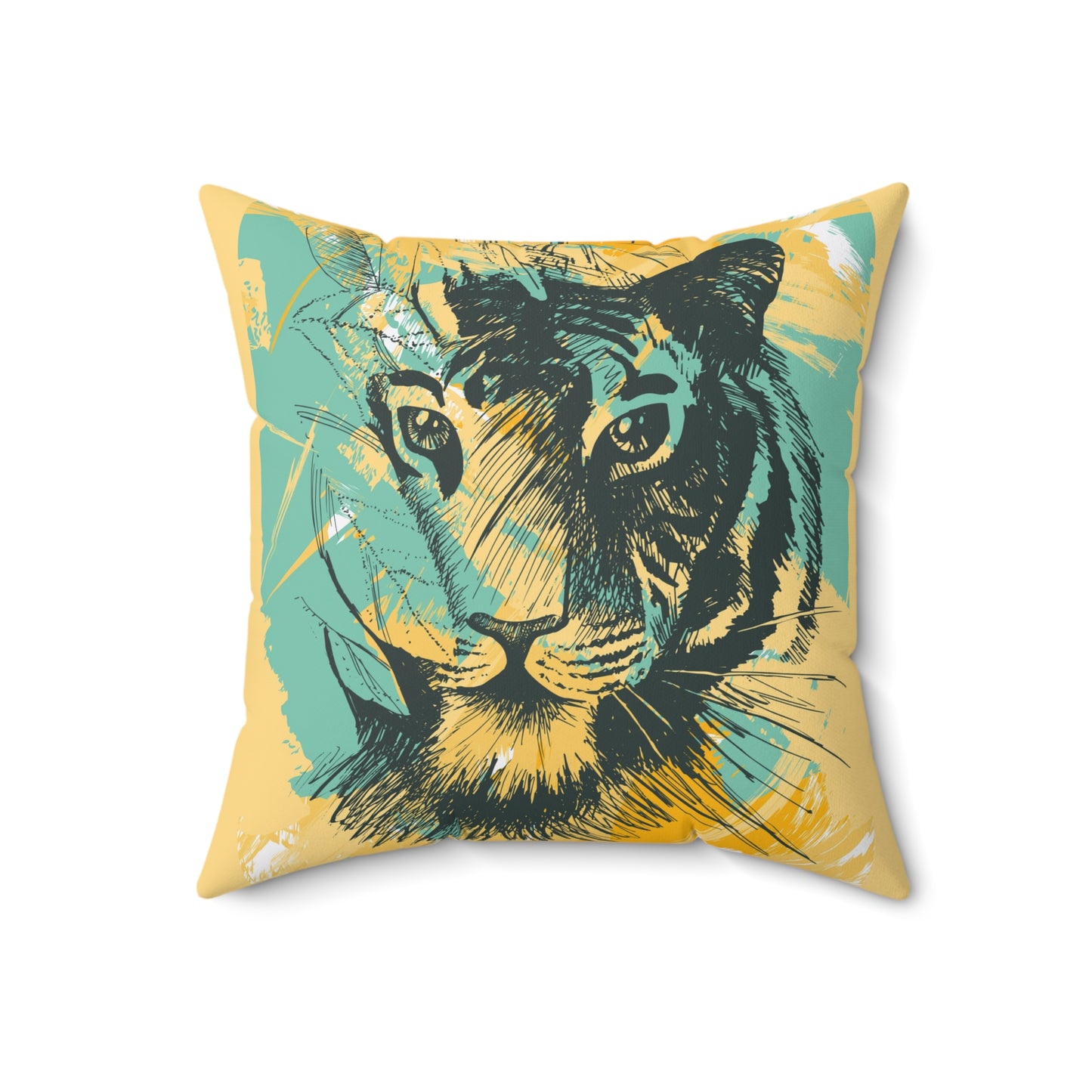 Tiger Abstract Floral Fusion Spun Polyester Square Pillow