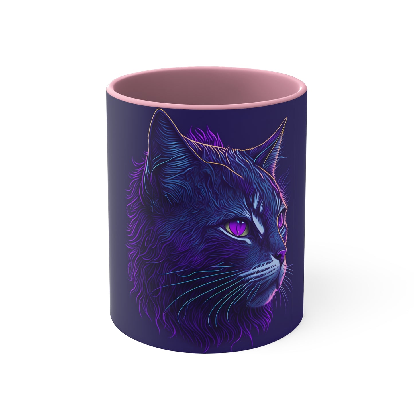 Colorinfused Cat Art Accent Coffee Mug, 11oz