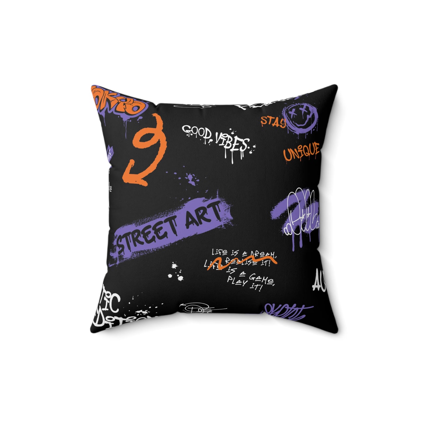Street Art Urban Graffiti Spun Polyester Square Pillow
