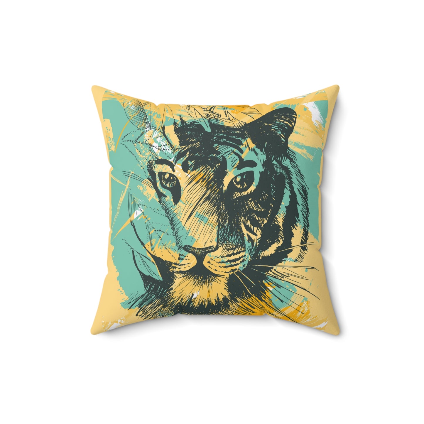 Tiger Abstract Floral Fusion Spun Polyester Square Pillow