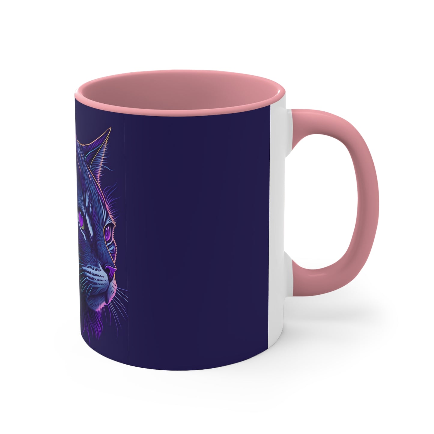 Colorinfused Cat Art Accent Coffee Mug, 11oz