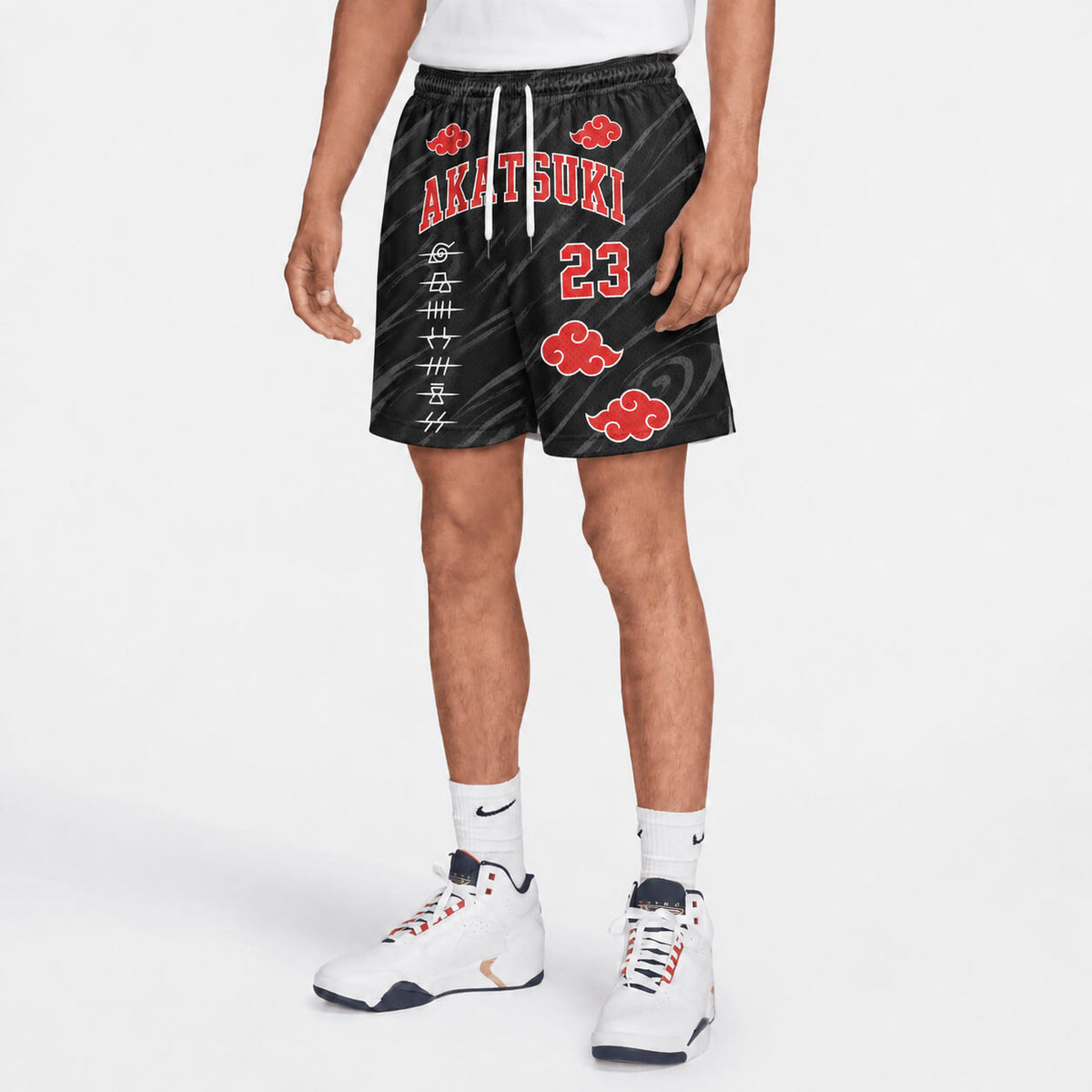 Akatsuki Naruto Kanji Mesh Shorts