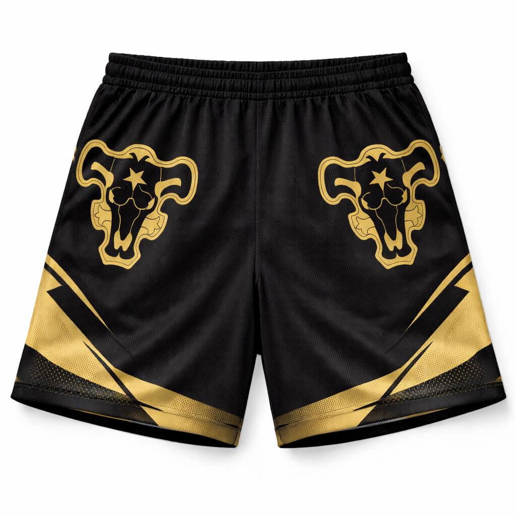 Black Clover Mesh Shorts – Black Bull