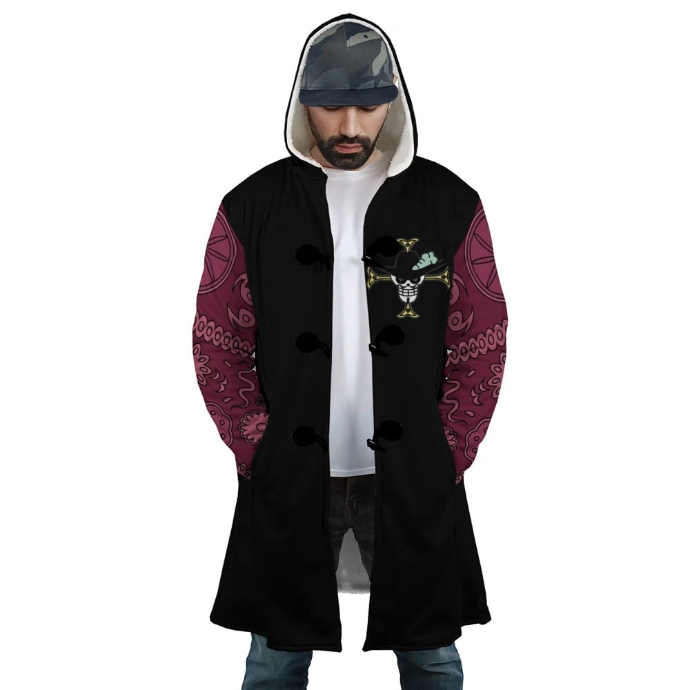 Dracule Mihawk Emblem One Piece Hooded Cloak Coat