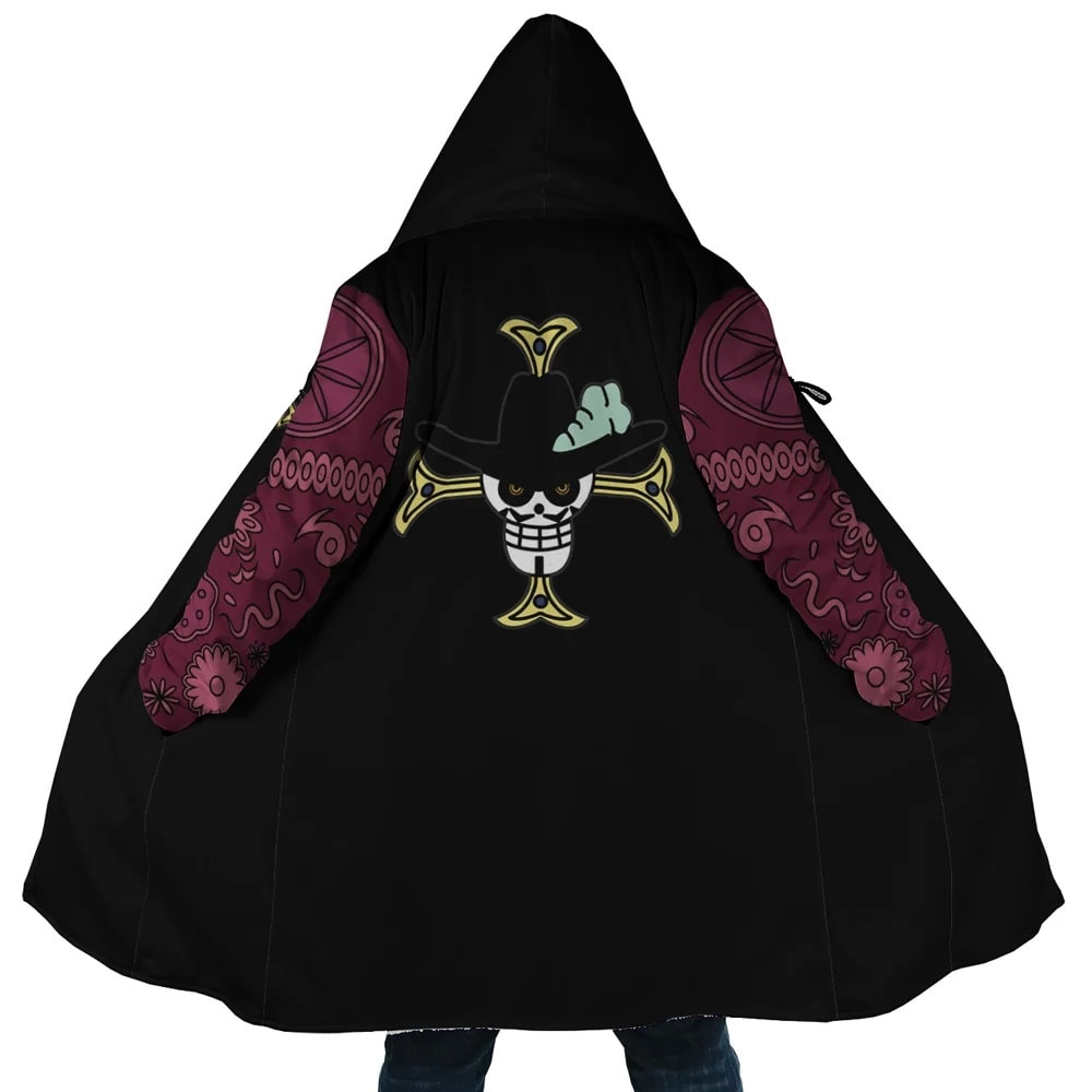 Dracule Mihawk Emblem One Piece Hooded Cloak Coat