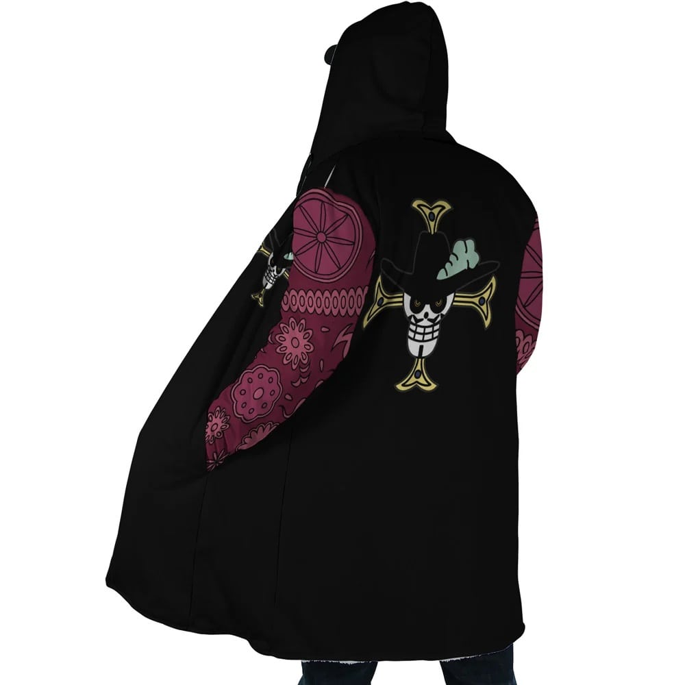 Dracule Mihawk Emblem One Piece Hooded Cloak Coat