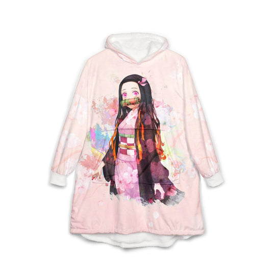 Half Demon Sakura Floral Blend Blanket Hoodie