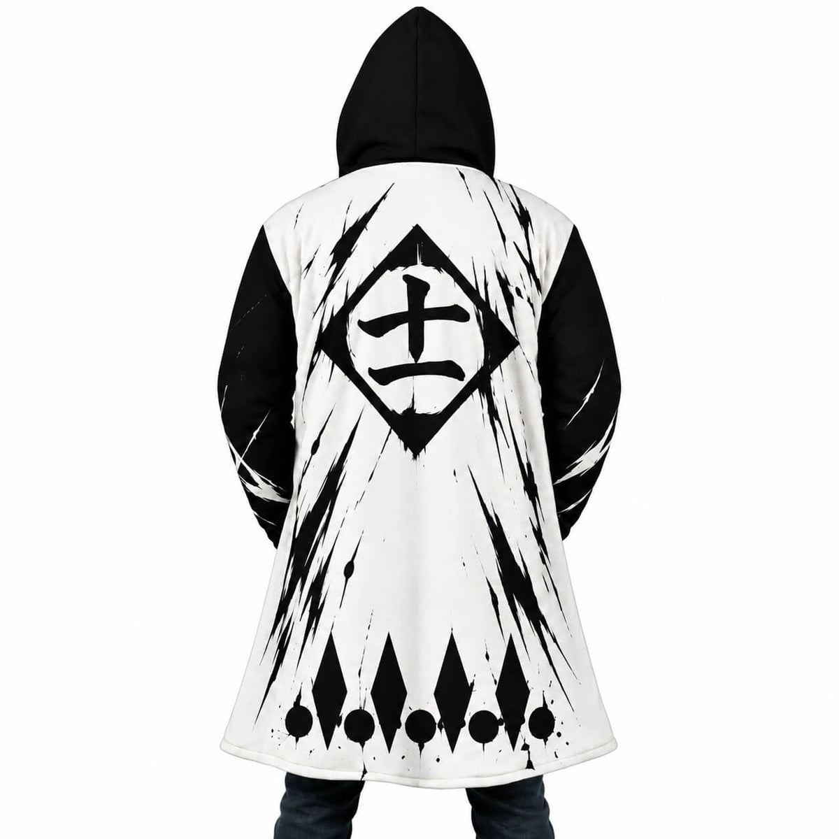 1. Bleach Eleventh Division hooded cloak coat full back view