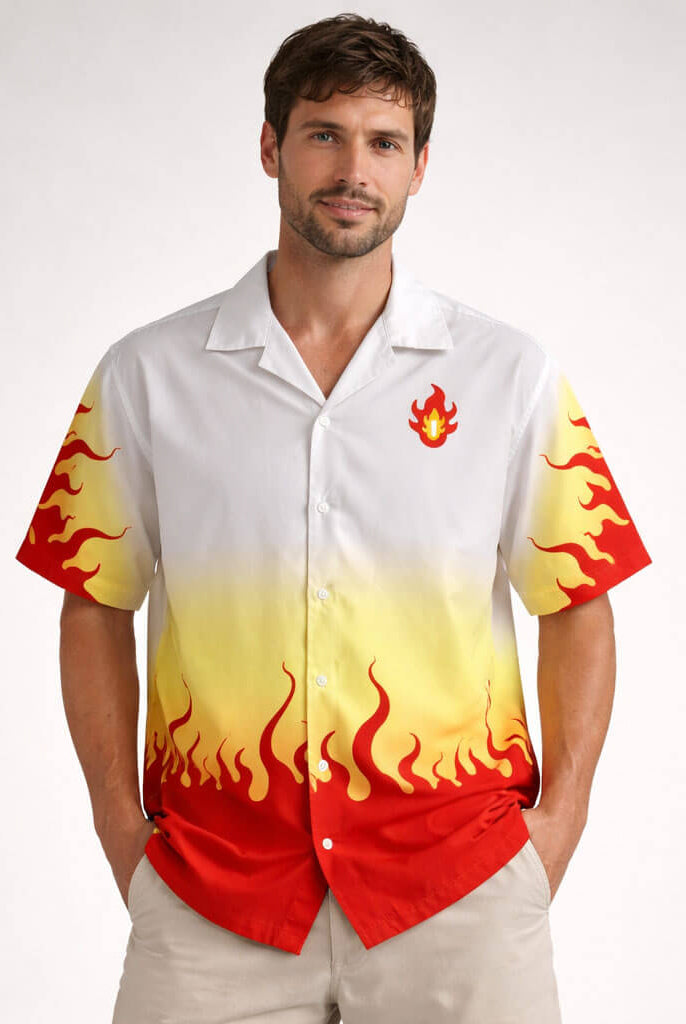 Kyojuro Rengoku Flame Hashira Demon Slayer Button Up Shirt