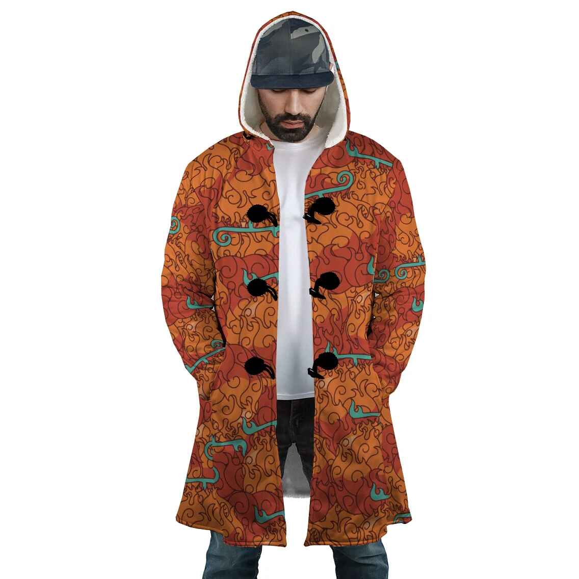 Mera Mera Devil Fruit One Piece Hooded Cloak Coat