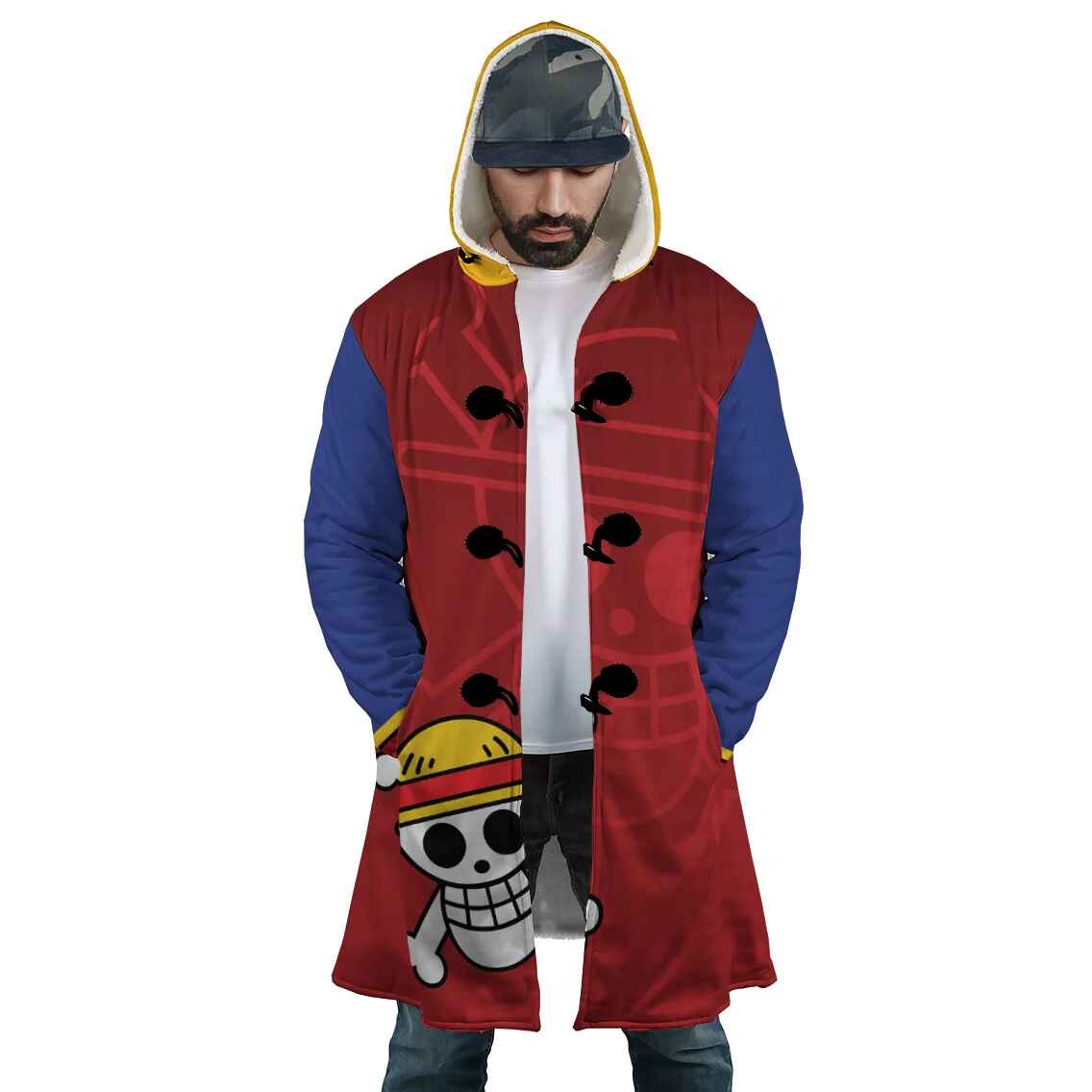 Straw Hat pirate Jolly Roger Fusion One Piece Hooded Cloak Coat