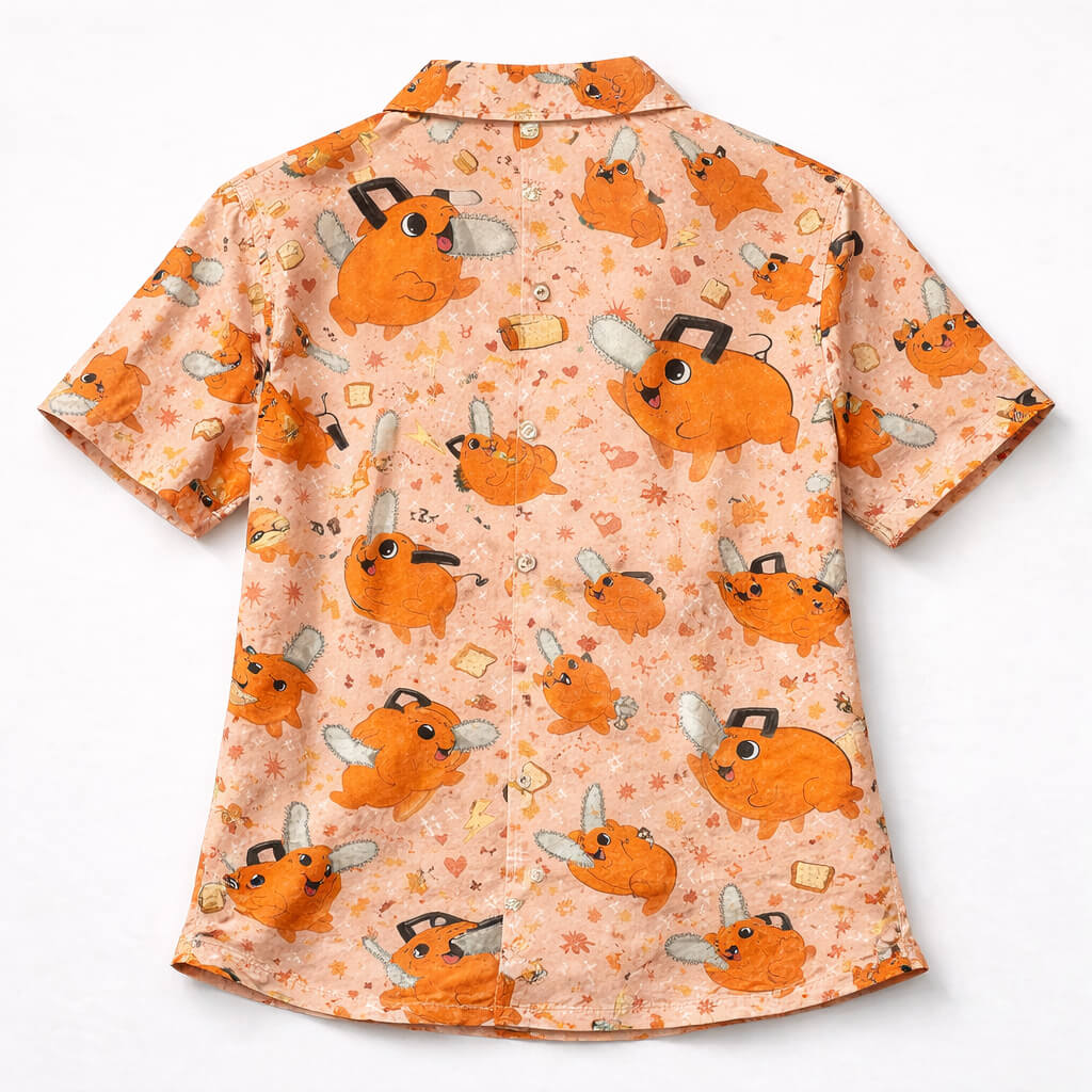 Pochita Kettensägen-Teufel Chainsaw Man Button-Up Shirt