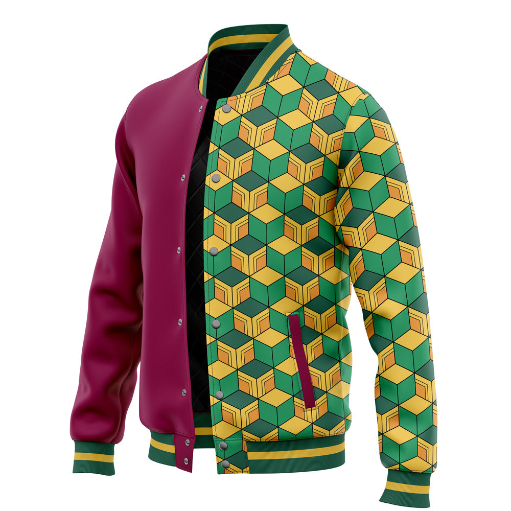 Water Pillar Color Overlap Pattern Baseball Jacket