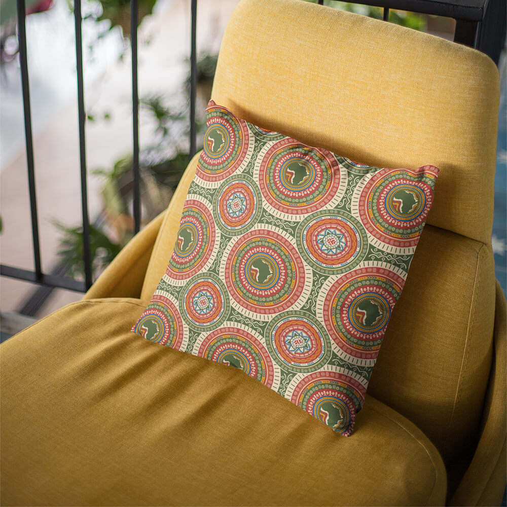 African Art Pattern Map Throw Pillow