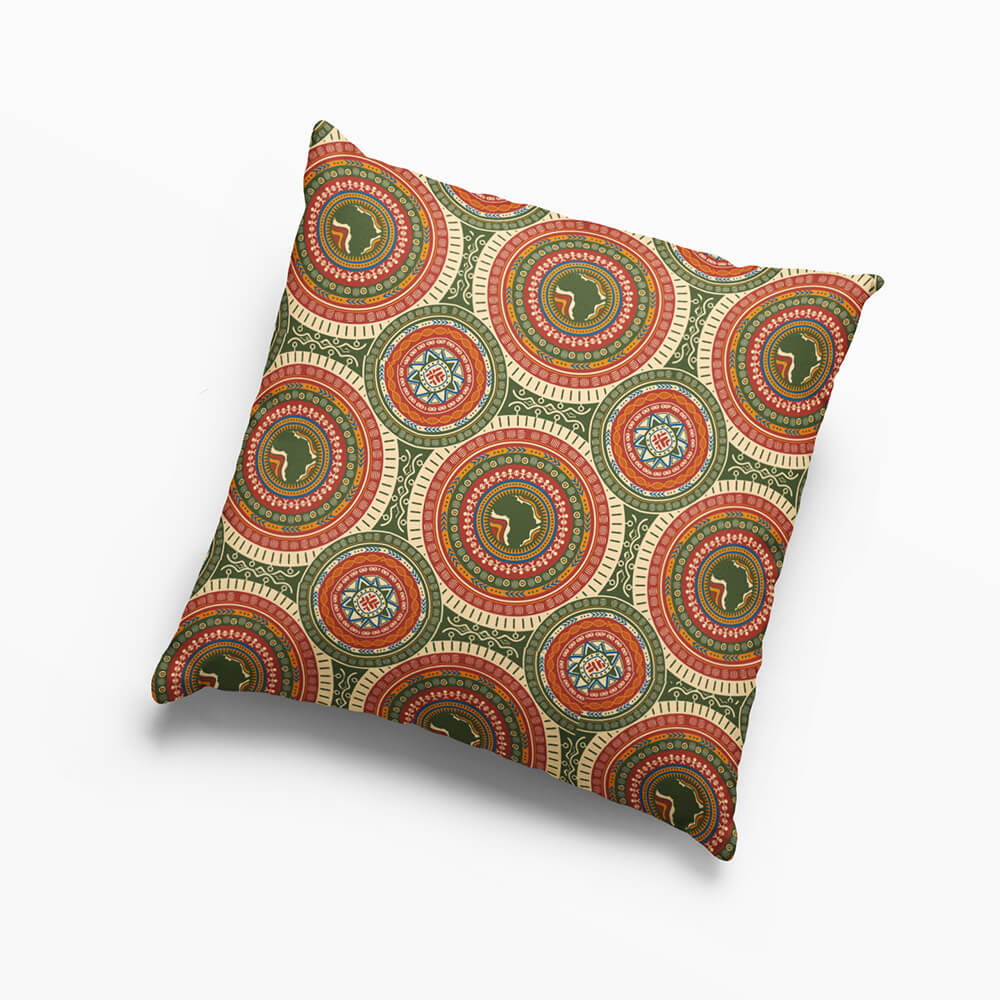 African Art Pattern Map Throw Pillow