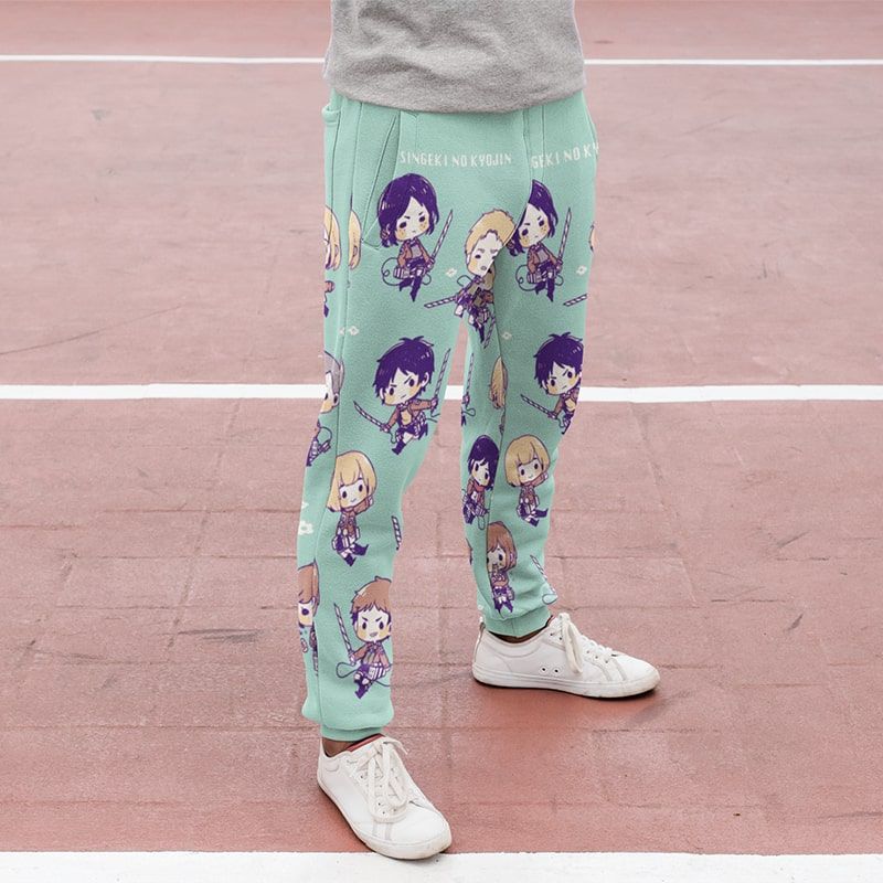 Attack on Titan Cool Chibi Survey Corps Brushed Sweatpants Joggers-Joggers-Activewear,Attack On Titan,Attack on Titan joggers,Joggers,Sweatpants