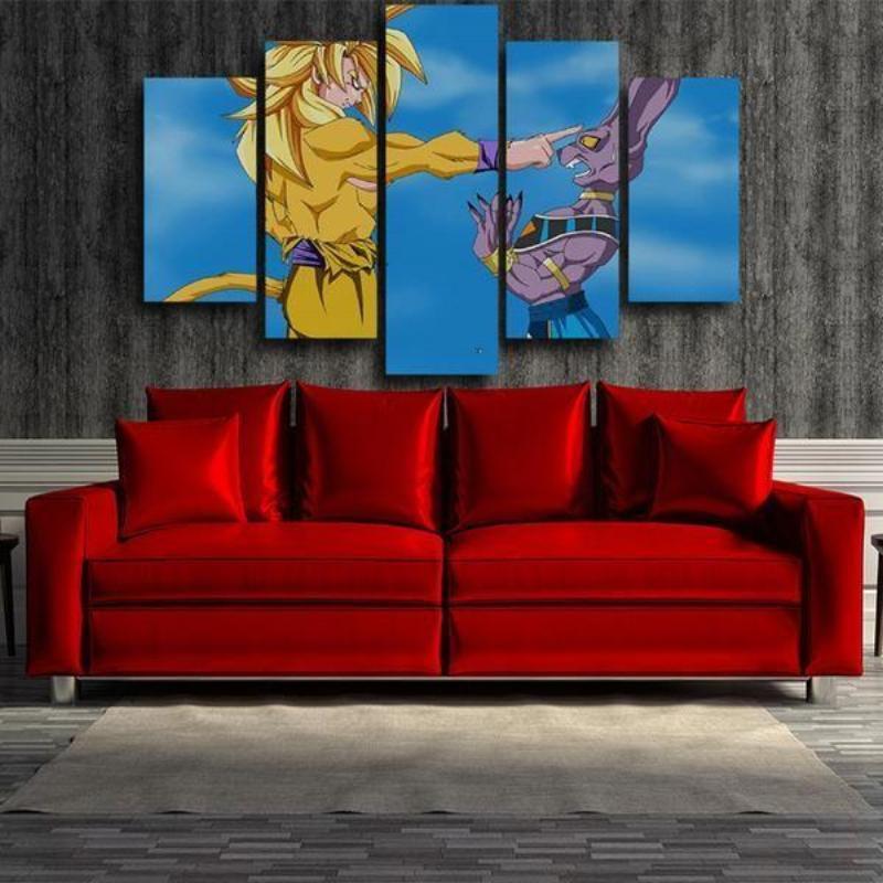 Beerus Vs Gogeta Canvas SSJ4 Gold 3D Printed Anime Canvas