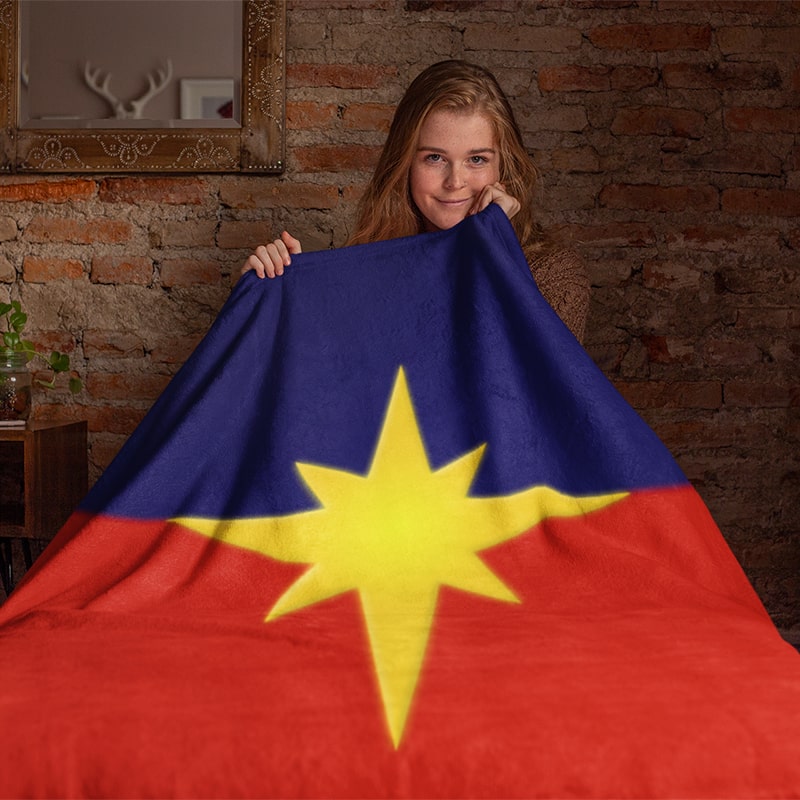 Captain Marval Logo Embossed Marvel Comics Blanket