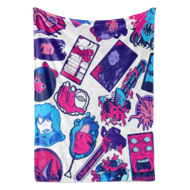 Chainsaw Anime Devils All Over Brushed Pochita Throw Blanket