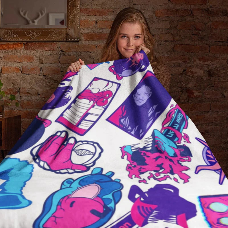 Chainsaw Anime Devils All Over Brushed Pochita Throw Blanket