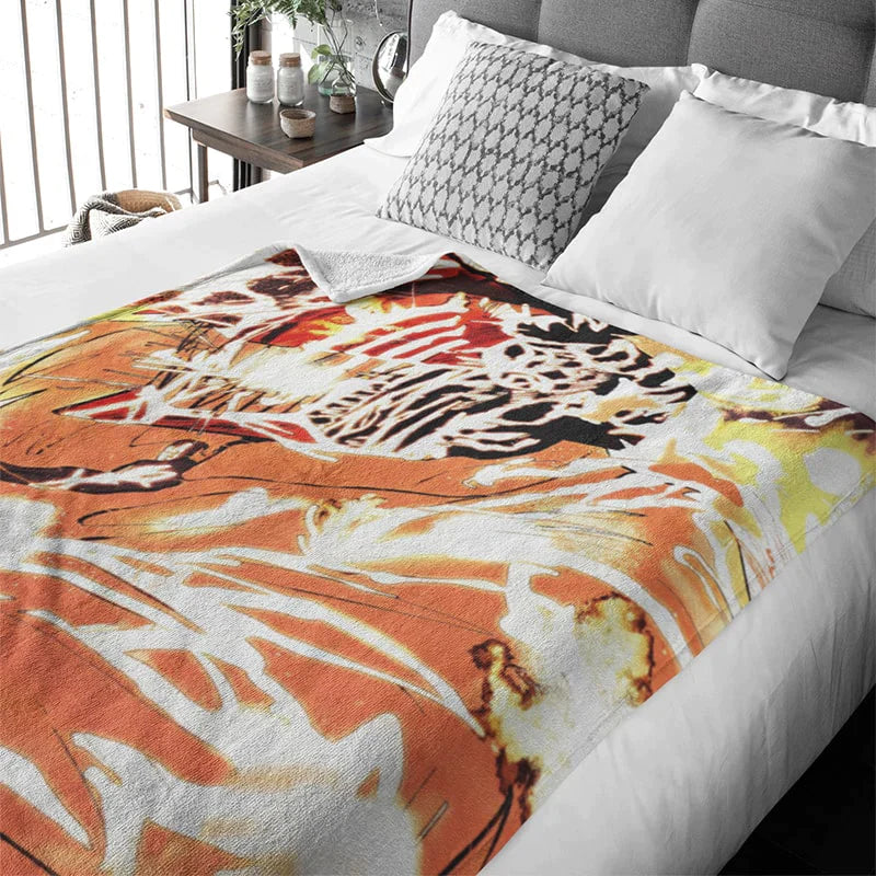 Chainsaw Man All Over Fire Embossed Throw Blanket