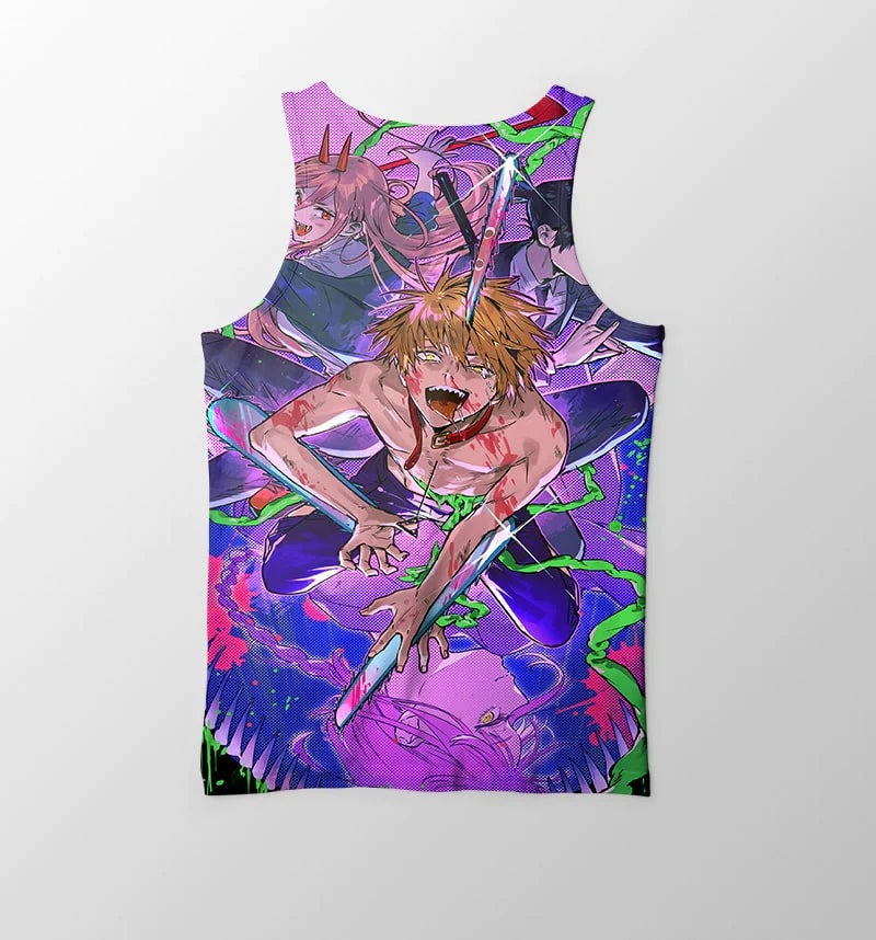 Chainsaw Man Denji Power Fusion Anime Chainsaw Man Tank Top