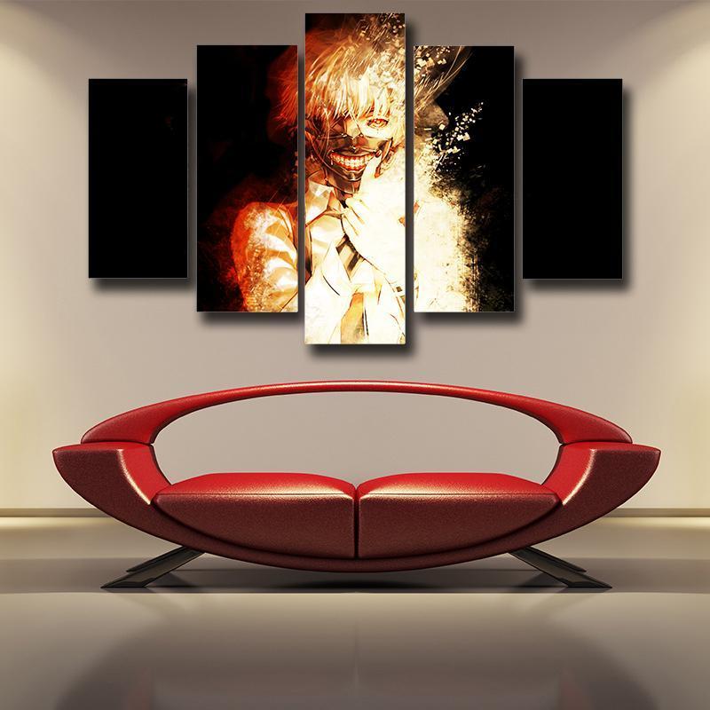 Cool Black and Yellow Kaneki Anime Canvas