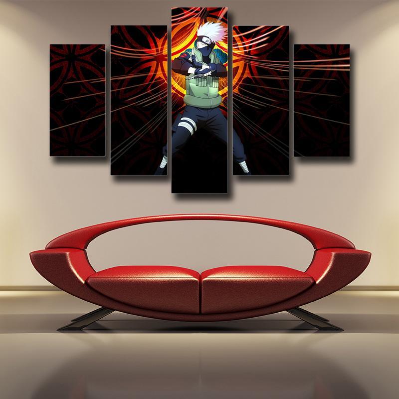 Cool Kakashi Sensei Naruto Canvas-Naruto-Black,Canvas,Kakashi,Naruto,Orange