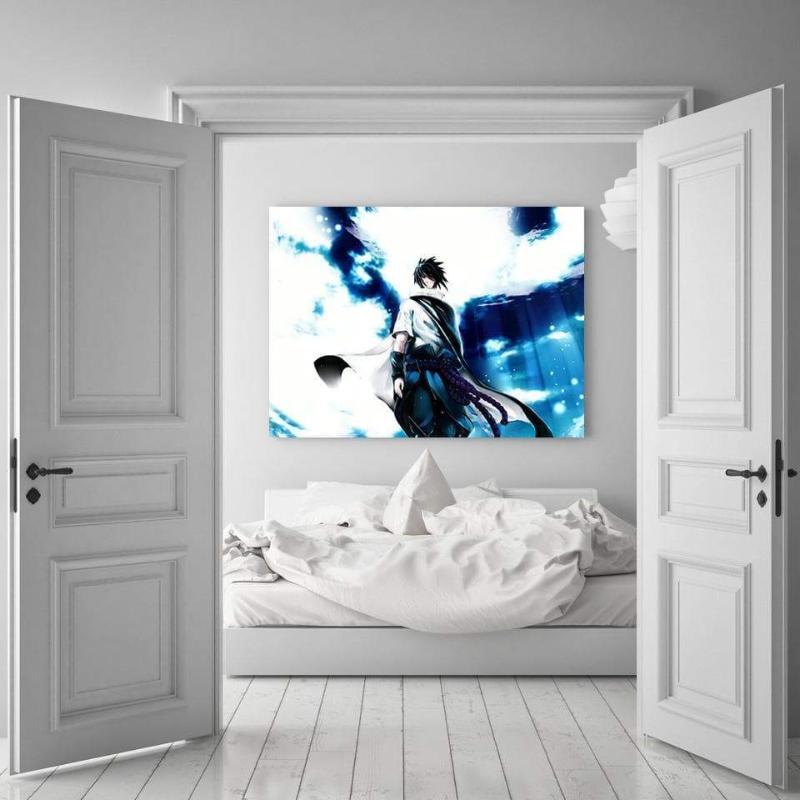 Cool Sasuke Uchiha 3D Printed Uchiha Canvas-Naruto-Blue,Canvas,Naruto,White