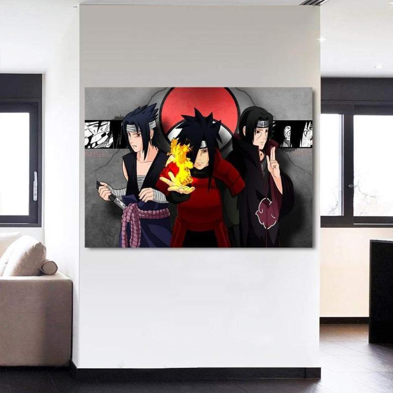 Cool Three Uchiha Naruto 3D Printed Naruto Canvas-Naruto-Black,Canvas,Itachi Uchiha,Naruto,Red,Uchiha Madara
