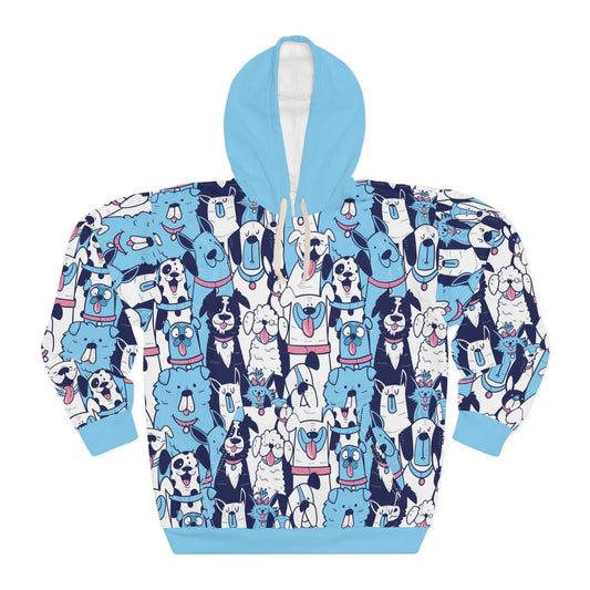 Dogs Doodles All Over Brushed Pullover Hoodie