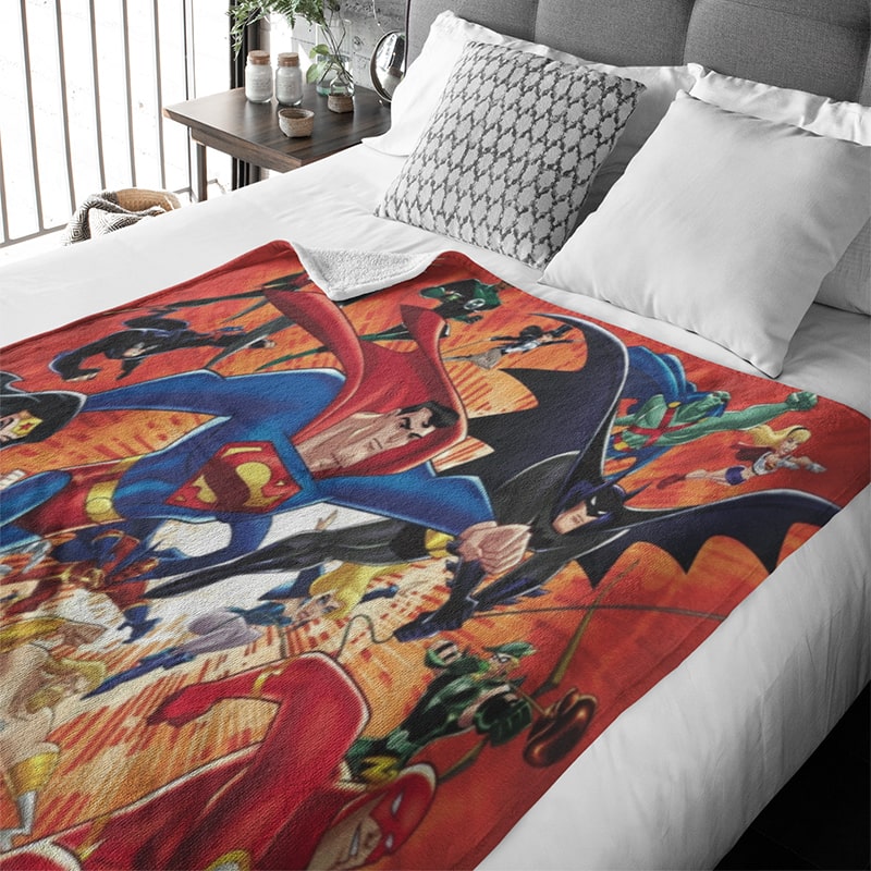 DC All Heroes Flying Brushed Comic Hero Blanket