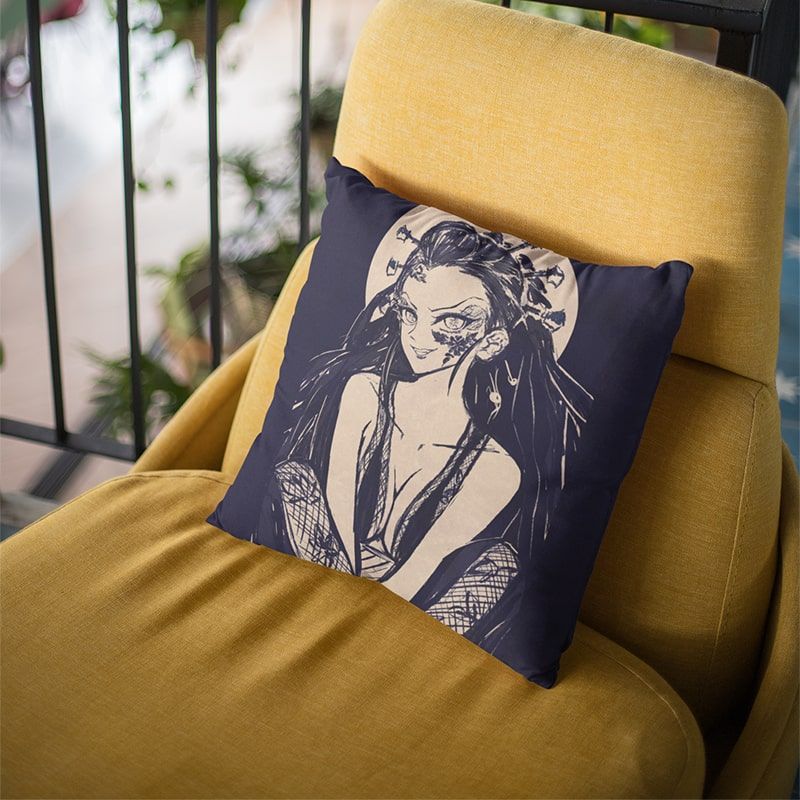 Demon Slayer Daki Demon Dark Brushed Orion Look Throw Pillow-Demon Slayer-Daki,Demon Slayer,Demon Slayer Kimetsu no Yaiba,Home Decor,Pillowcase,Throw Pillow