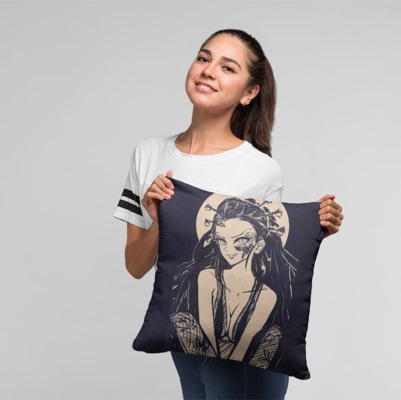 Demon Slayer Daki Demon Dark Brushed Orion Look Throw Pillow-Demon Slayer-Daki,Demon Slayer,Demon Slayer Kimetsu no Yaiba,Home Decor,Pillowcase,Throw Pillow