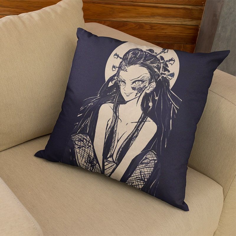 Demon Slayer Daki Demon Dark Brushed Orion Look Throw Pillow-Demon Slayer-Daki,Demon Slayer,Demon Slayer Kimetsu no Yaiba,Home Decor,Pillowcase,Throw Pillow