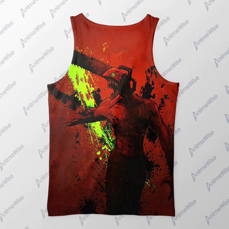 Denji Chainsaw Devil Blood Bath Chainsaw Man Tank Top
