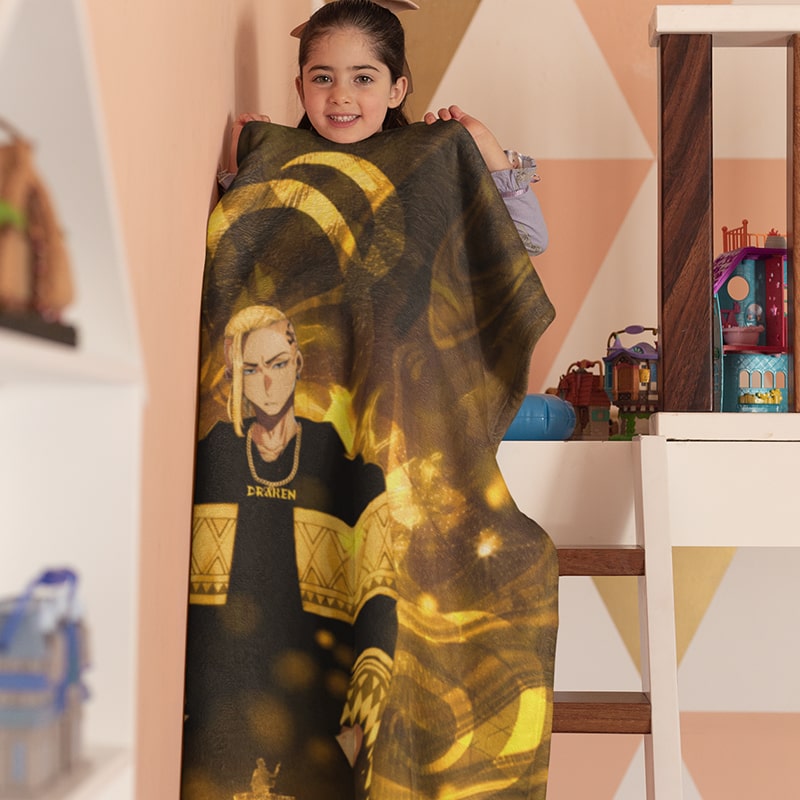 Draken Gold Dragon Tokyo Revengers Throw Blanket