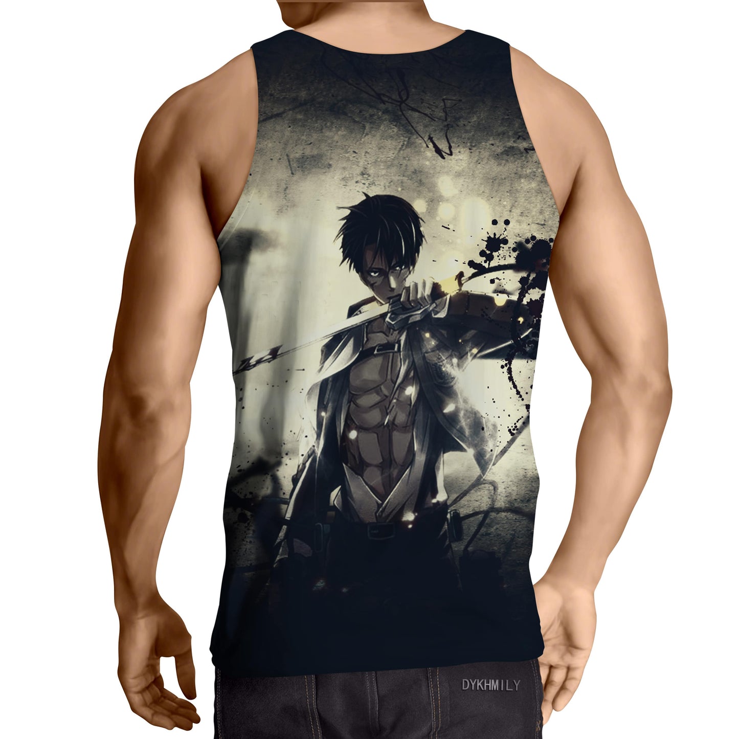 Eren Yeager Dark Gray Design Attack on Titan Tank Top - Anime Wise