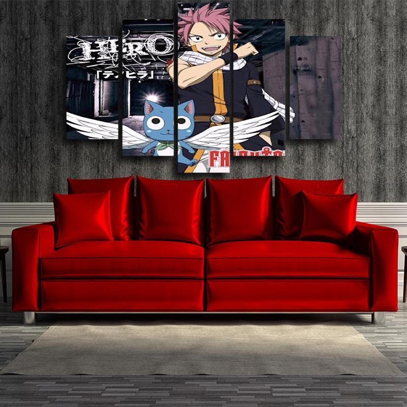 Fairy Tail Canvas 3D Printed Natsu & Happy Black
