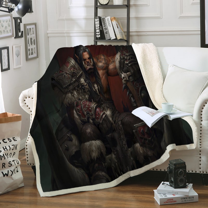 Warcraft Grommash Hell Scream World Of Warcraft Horde Gaming Blanket