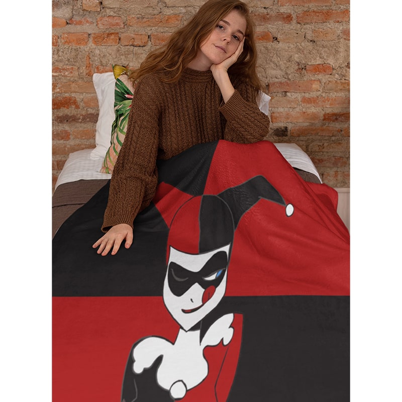 Dr Harleen Quinzel Crazy Color Crossover Look Harley Quinn Blanket
