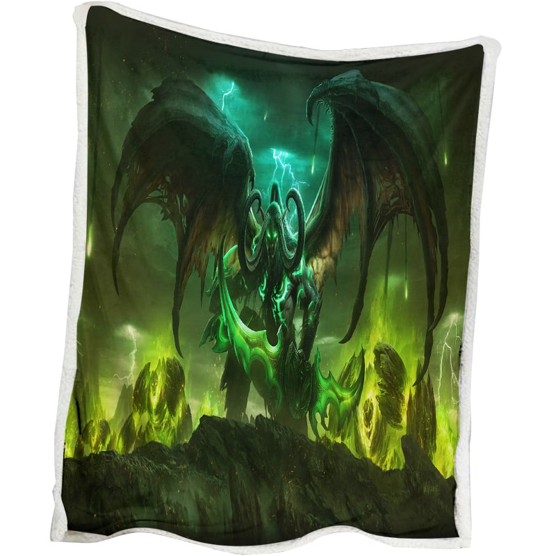 Warcraft Illidan Stormrage Devil Wings World Of Warcraft Horde Gaming Blanket