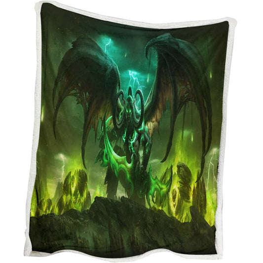 Warcraft Illidan Stormrage Devil Wings World Of Warcraft Horde Gaming Blanket