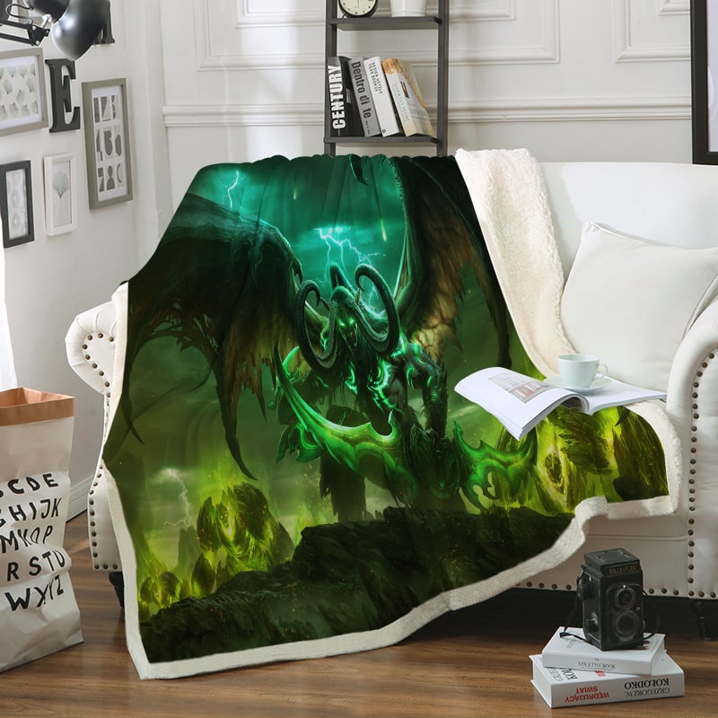 Warcraft Illidan Stormrage Devil Wings World Of Warcraft Horde Gaming Blanket