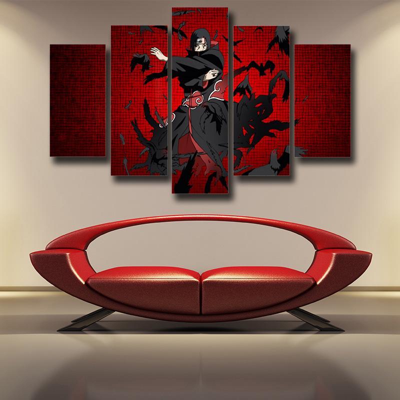 Itachi Uchiha Crow Sharingen Naruto Canvas-Naruto-Canvas,Itachi Uchiha,Naruto,Red