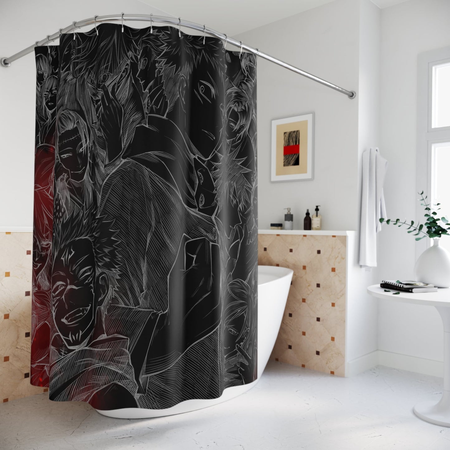 Jujutsu Kaisen All Over Dark Sketch Shower Curtains