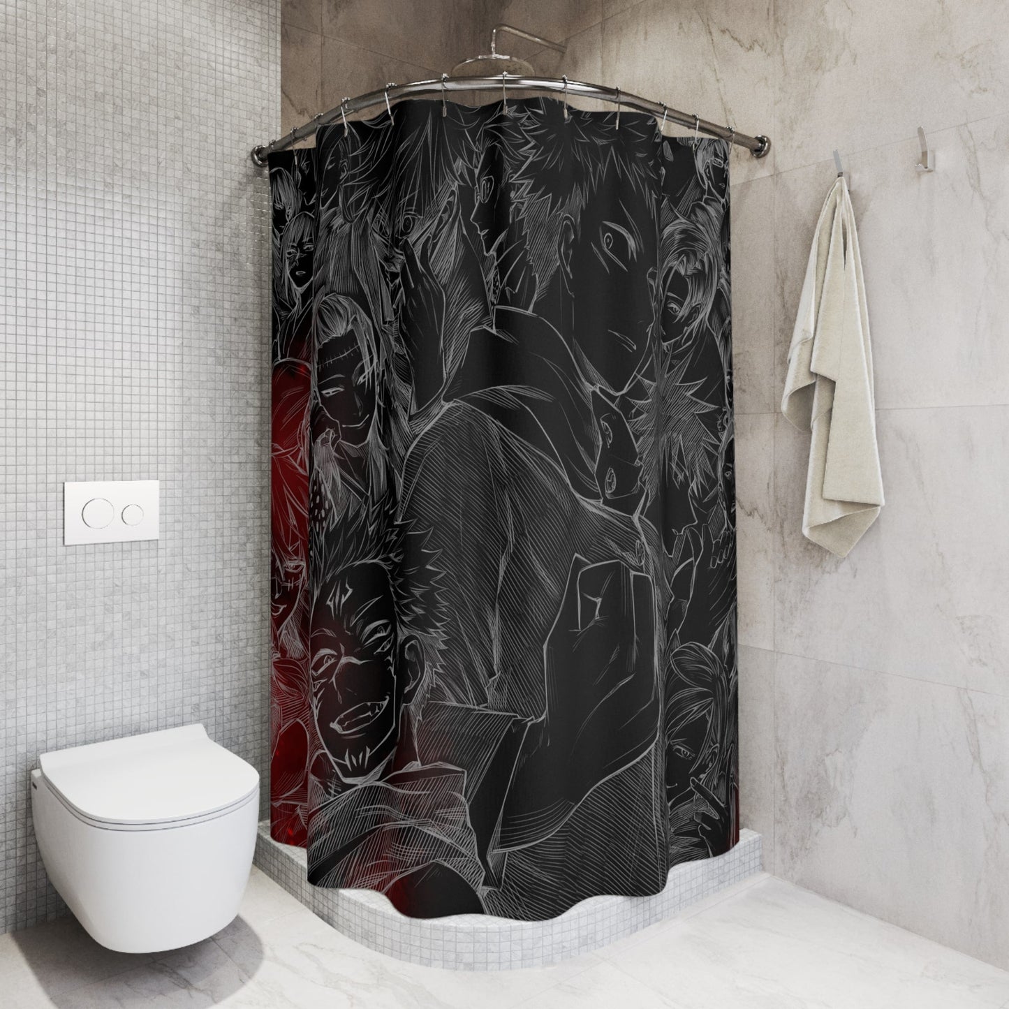 Jujutsu Kaisen All Over Dark Sketch Shower Curtains